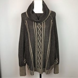 Tribal brand brown cable poncho sweater